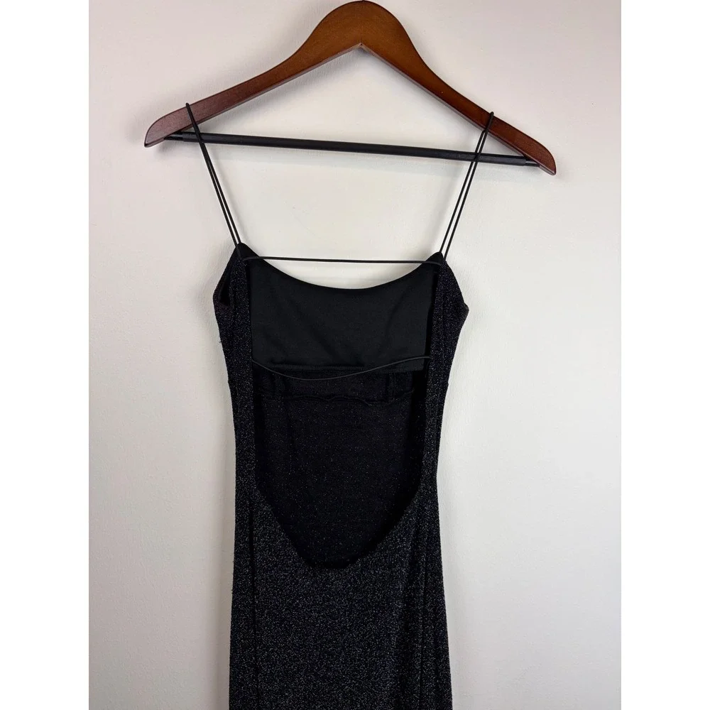 City Triangles Maxi Dress XS Black Sparkly 90s Y2K Prom Open Back Glitter Sexy